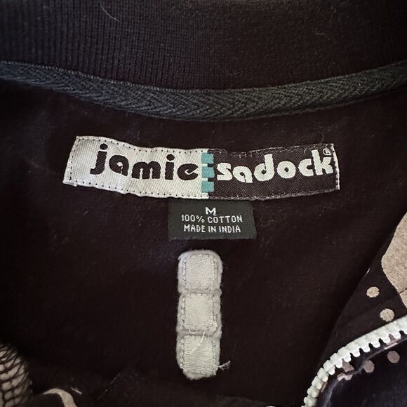 Jamie Sadock Athletic Golf Top Size Medium Black Cream Tan Abstract Zipper sz M - Picture 3 of 7